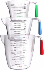 Vremi 3 Piece Plastic Measuring Cups Set